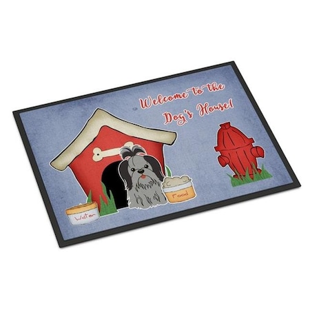 Carolines Treasures BB2843MAT Dog House Collection Shih Tzu Black Silver Indoor Or Outdoor Mat; 18 X 0.25 X 27 In.